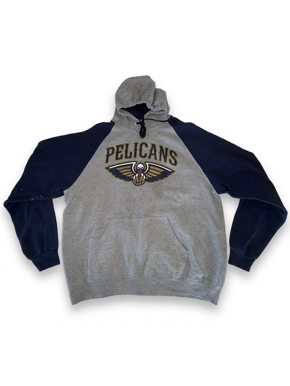 Jerzees Hoodie Gray with Navy Detail | Men's XL | Pullover Crewneck